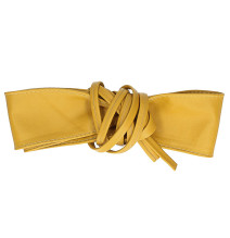 Dámský kožený pásek na vázaní 839 okrový