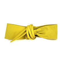 Dámský kožený pásek na vázaní 839 žlutý