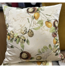 Velikonoční žakárové povlečení na polštář s motivem vajíček a hnízd