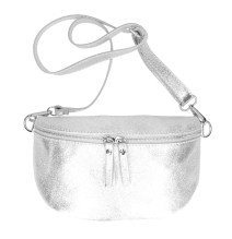 Dámská kožená ledvinka 678 stříbrná Made in Italy