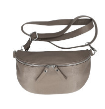 Dámská kožená ledvinka 678 tmavě šedohnědá Made in Italy