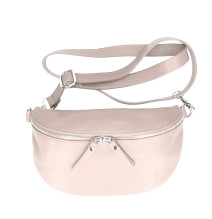 Dámská kožená ledvinka 678 pudrově růžová Made in Italy