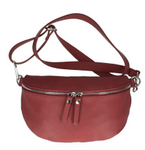 Dámská kožená ledvinka 678 tmavě červená Made in Italy