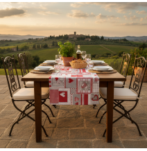 Vánočný běhoun na stůl Vánoční růže na červeném | Mondo Italia