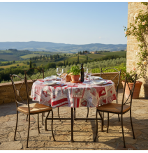 Kulatý ubrus červený patchwork