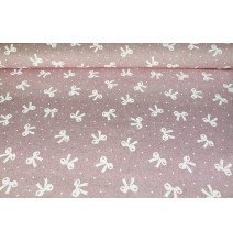 Dekorační látka Mašle na růžovém, š. 140 cm