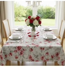 Bavlněný ubrus růže na béžovém